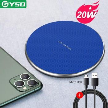 Cargador Inalámbrico Rápido GYSO 20W Qi para iPhone, Samsung, Huawei y Xiaomi