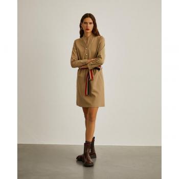 Vestido Corto Lion Of Porches Mujer De Punto Con Cinturón Camel