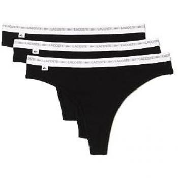 Pack de 3 tangas de algodón elástico negro para mujer Lacoste