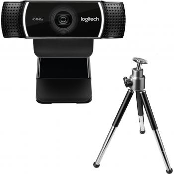 Logitech C922 Pro Stream Full HD 1080P Webcam with Microphone and Adjustable Tripod, Compatible with PC/MAC/Chrome/Android, Ideal for Game Streaming, Zoom, Skype, YouTube, Facebook - Black (Model: 960-001088)