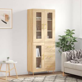Aparador Alto de Madera Contrachapada Color Roble Sonoma 69,5x34x180 cm