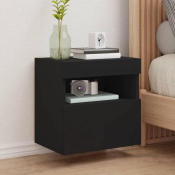 Mueble de TV de pared con luces LED negro 40x30x40 cm vidaXL