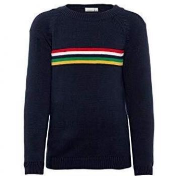 NAME IT Jersey de punto para niño con rayas de algodón orgánico Azul/zafiro oscuro. 104 cm