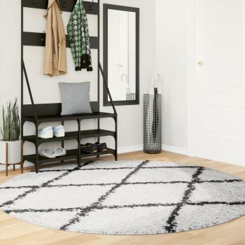 Alfombra Shaggy Moderna Larga Crema y Negro Ø 200 cm