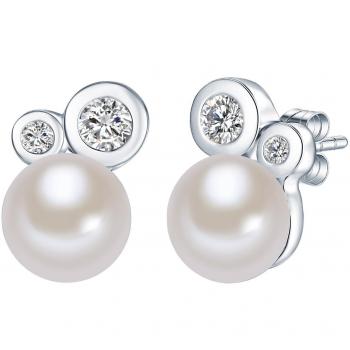 Pendientes de perlas de agua dulce - Plata esterlina 925 - Con zirconia - Valero Pearls