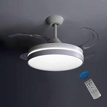 Ventilador de techo con luz ventiladores de techo con control remoto silencioso moderna 64W,LED lámpara de vórtice regulable regula la velocidad del viento,6 Velocidades, Función de invierno/verano