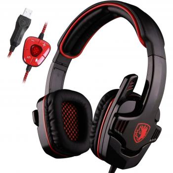 SADES SA901 Gaming Headset 7.1 Sonido envolvente estéreo Pro PC USB Gaming Auriculares Headband Auriculares con micrófono Deep Bass Over-the-Ear Control de volumen para los jugadores de PC