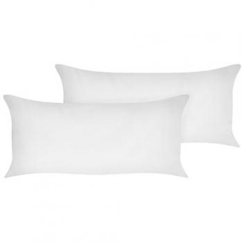 Conjunto de 2 almohadas rectangulares de perfil bajo 40 x 80 cm, funda de algodón Japara y lyocell, relleno de poliéster, color blanco
