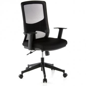 hjh OFFICE 653100 Silla de Oficina LAVITA Tela Negro, Silla giatoria, Respaldo ergonómico en Malla Transpirable