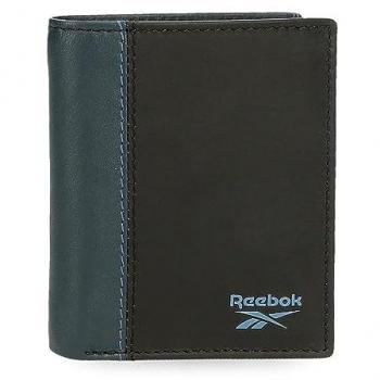 Cartera Vertical Reebok Division Unisex de Piel Negra con Monedero, 8,5x10,5x1 cms, Casual