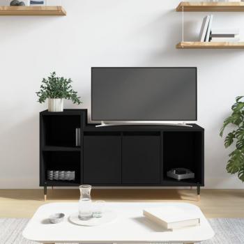 Mueble para TV de madera contrachapada negro 100x35x55 cm, Mueble de salón, Mesa de TV