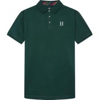 Polo de Manga Corta Hackett London Heritage H Logo Verde para Hombre, Casual, Algodón