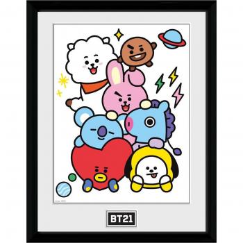Cuadro Decorativo BT21 con Marco, Ilustración de Grupo 41x30.5cm