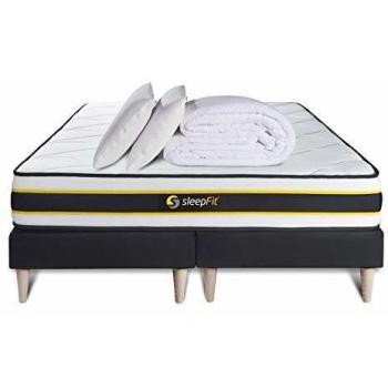 Pack Colchón Flexy 180x200 + Doble Somier Negro 90x200 + Edredón + 2 Almohadas | Muelles Ensachados y Viscoelástica | Confort Firme | Grosor: