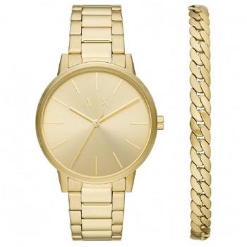 Reloj para Hombre Armani Exchange AX7144SET - Reloj analógico, esfera negra, correa de acero inoxidable, resistencia al agua hasta 50 metros, mecanismo de cuarzo, diseño moderno y elegante