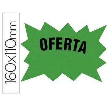 Cartel cartulina etiquetas marcaprecios verde fluorescente 160x110 mm -bolsa de 50 etiquetas