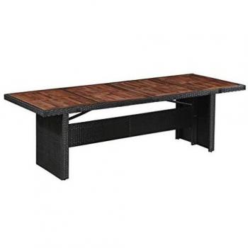 vidaXL Mesa de Comedor de Exterior Ratán Sintetico Macera Acacia Marrón Negra