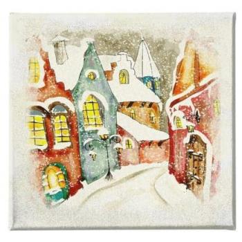 Impresión sobre Lienzo para Niños Paisaje Nevado Multicolor 60x3x60 cm Poliéster y Madera
