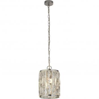 Lámpara colgante Joya Acero Cromado con pantalla de cristal, 1 bombilla E27, diámetro 22cm, altura ajustable de 31cm