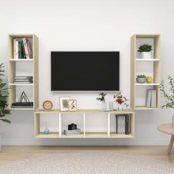 vidaXL Juego de muebles de salón 3 piezas madera ingeniería