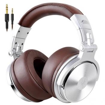 Auriculares OneOdio Pro-40 DJ Over Ear Cableados Alta Resolución Plata y Marrón Plegables