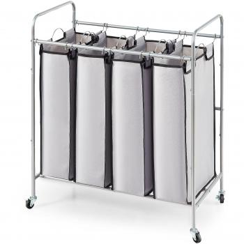 Vevor 4-Section Laundry Sorter Cart with Lockable Wheels and Removable Bags