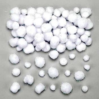 Baker Ross Pompones de bola de nieve con brillo - Ideal para manualidades, regalos, recuerdos y más para niños