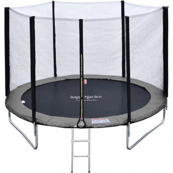Cama Elástica Premium de 180 cm Reversible Gris/Rosa con Red de Seguridad, Escalera, Lona y Kit de Anclaje