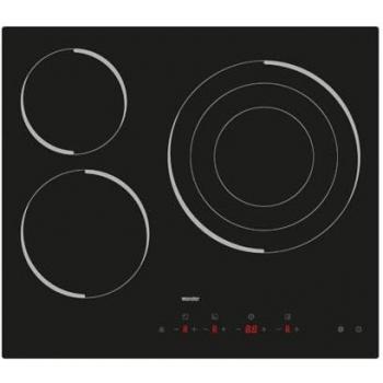 Placa Vitrocerámica 59cm 3 Zonas de Cocción Táctil Cristal Negro 6200W WV3602 Triple Corona con Seguridad