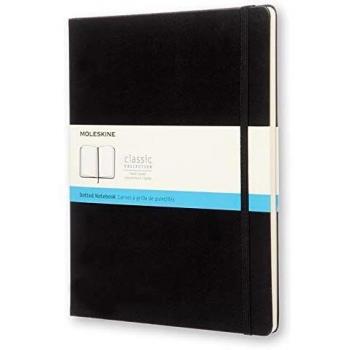 Moleskine - Cuaderno Clásico con Hojas Punteadas, Tapa Dura y Cierre Elástico, Color Negro, Tamaño Extra Grande 19 x 25 cm, 192 Hojas