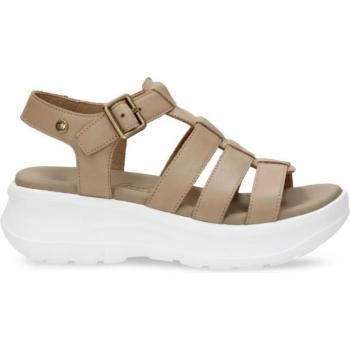 Sandalias de Mujer Panama Jack Naila B4 en piel con plataforma color beis taupe