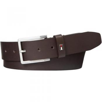 Tommy Hilfiger Men's Brown Leather Belt with Buckle, Size 90 CM