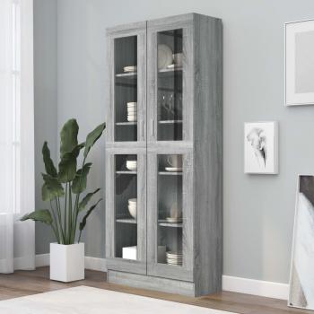 Vitrina madera contrachapada gris Sonoma 82,5x30,5x185,5 cm