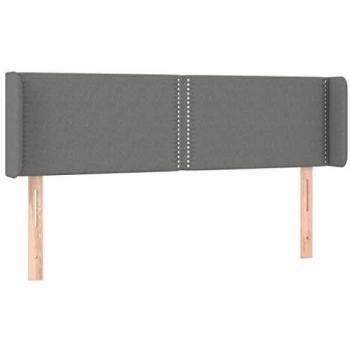 Cabecero de Tela Gris Oscuro con Orejas 147x16x78/88 cm Acolchado y Antimancha