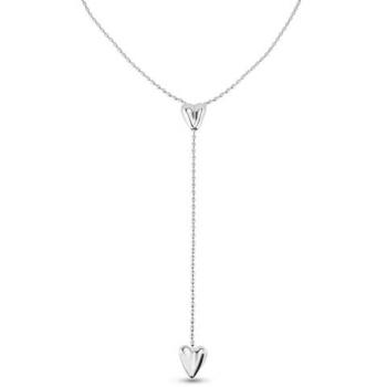 Cupido Silver Plated Chain Hearts Necklace by UNOde50, Sterling Silver, Adjustable Y Shaped Design, Double Heart Lariat Style, Size: One Size, No Gemstone
