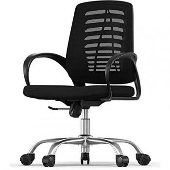 RAC TLV-T27 Silla de Oficina Giratoria Escritorio Ruedas Despacho Estudio-Negra, Normal