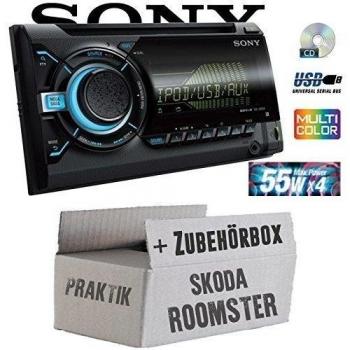 Skoda Roomster & Praktik - Sony WX800UI - 2DIN CD/MP3/USB Autoradio - Einbauset