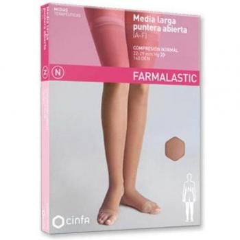 Farmalastic Media Larga Compresión Normal Puntera Abierta Beige Talla Grande