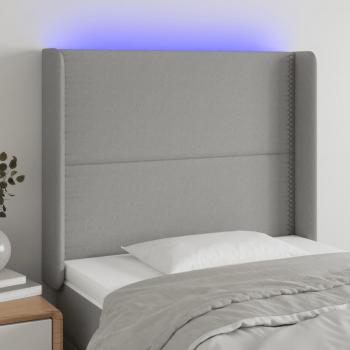 Cabecero LED Gris Claro 93x16x128 cm Tela con iluminación integrada