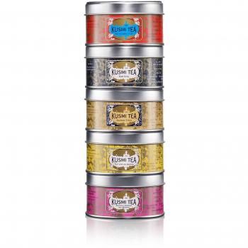Kusmi Tea - Estuche Les Moments de 5 Miniaturas - Surtido de Tés Aromatizados - Tés Negros, Earl Grey, Té Verde y Mezcla Exótica AquaExotica - Latas de té de metal 5 x 25 g