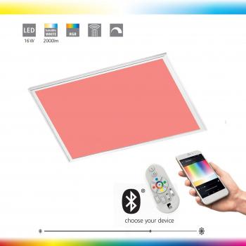 Panel LED de Techo EGLO Salobrena-C, 30x30 cm, Blanco, RGB, Dimmable con Control Remoto