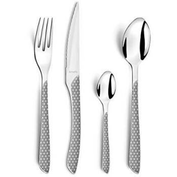Set de 24 cubiertos Geo Amefa acero inoxidable gris y blanco moderno