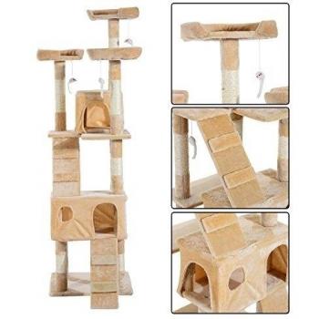 Pawhut Arbol Rascador Gatos 50x50x170cm Dormir Jugar Centro Actividades Arañar Gris NUE