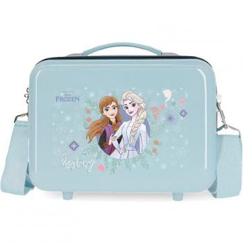 Neceser Disney Frozen Own Your Destiny para Mujer, Rígido, Adaptable a Trolley, Color Azul Claro, Tamaño 29x21x1 cm
