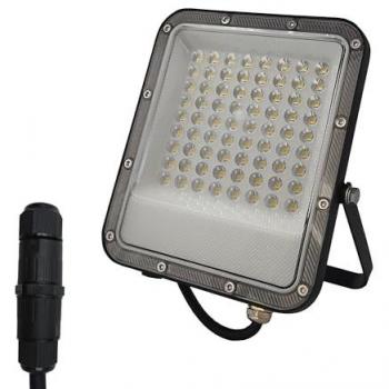 Foco Exterior LED Proyector 50W Negro, 5750Lm, Chip OSRAM, IP65 Resistente al Agua, IK10 Muy Resistente, Luz Blanca Fría 5700K