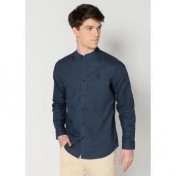 Six Valves - Camisa de manga larga para hombre color marino