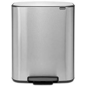Brabantia Bo Cubo de Basura con Pedal, Acero Mate antihuellas, 60L