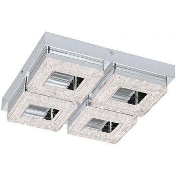 Plafón LED Cuadrado Fradelo 4 Luces Efecto Cristal Gris 16W