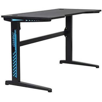 Mesa Gaming LED Alice - Escritorio de Juego Negro con Patas en T y 7 Colores RGB