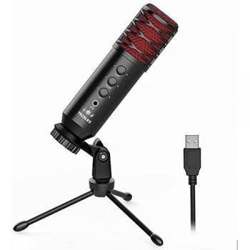 Micrófono PC USB, TECELKS Micrófono de Condensador Profesional con Soporte Trípode, Filtro Pop y Cable de 1.8m, Plug & Play, para Grabación Vocal, Transmisión, Podcasting, YouTube, TIK Tok, Voice Over